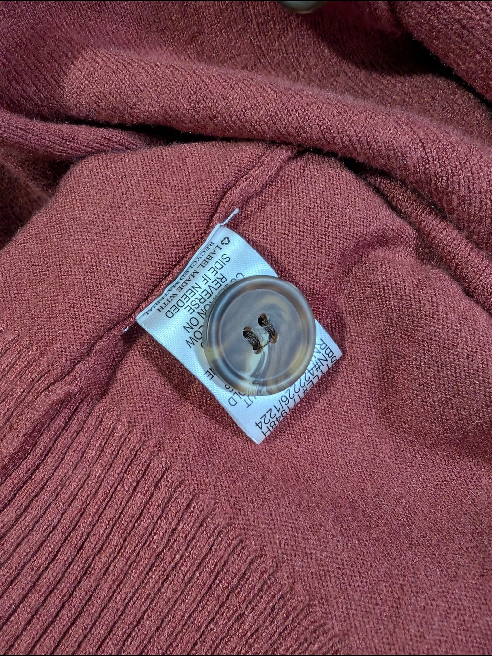 Rust Button-Front V-Neck Cardigan - Picture 6 of 6